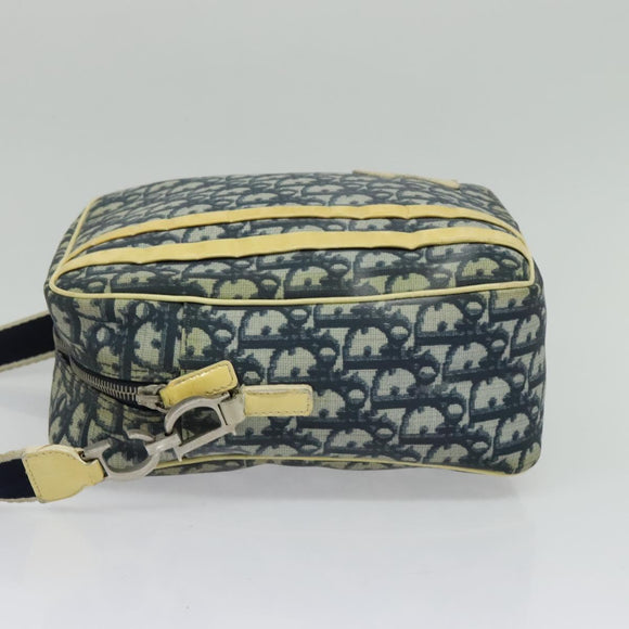 Christian Dior Trotter Canvas Shoulder Bag PVC Blue Silver Auth bs29296