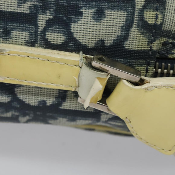 Christian Dior Trotter Canvas Shoulder Bag PVC Blue Silver Auth bs29296