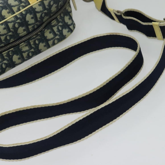 Christian Dior Trotter Canvas Shoulder Bag PVC Blue Silver Auth bs29296