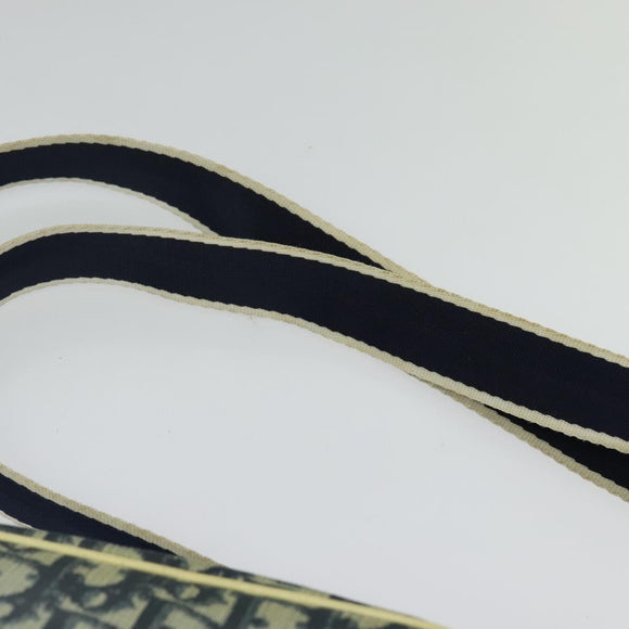 Christian Dior Trotter Canvas Shoulder Bag PVC Blue Silver Auth bs29296