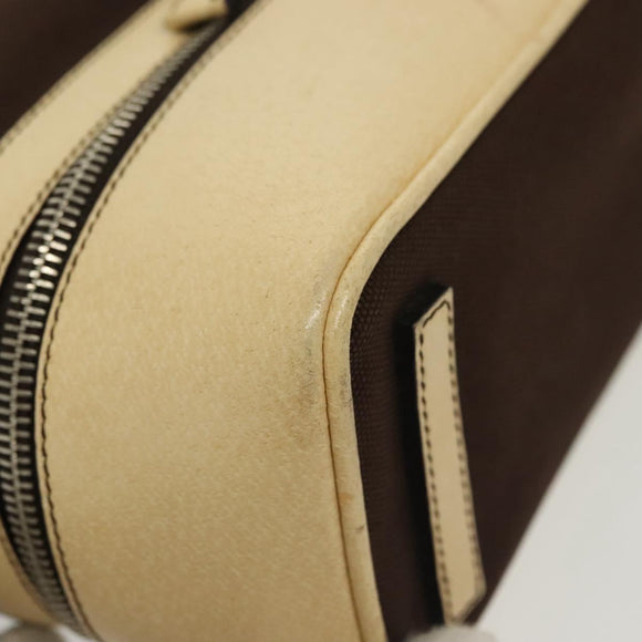 PRADA Hand Bag Canvas Leather Beige Brown Auth bs29303