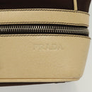 PRADA Hand Bag Canvas Leather Beige Brown Auth bs29303-19