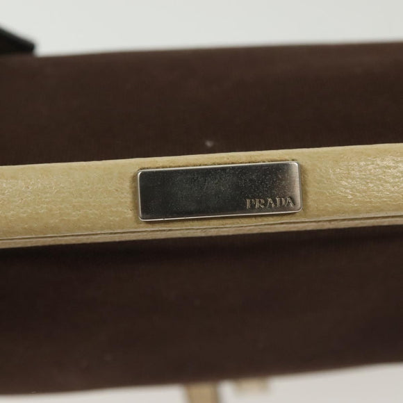 PRADA Hand Bag Canvas Leather Beige Brown Auth bs29303