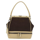 PRADA Hand Bag Canvas Leather Beige Brown Auth bs29303-13