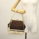 PRADA Hand Bag Canvas Leather Beige Brown Auth bs29303-25