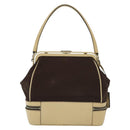 PRADA Hand Bag Canvas Leather Beige Brown Auth bs29303-2