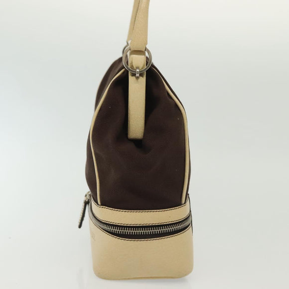 PRADA Hand Bag Canvas Leather Beige Brown Auth bs29303