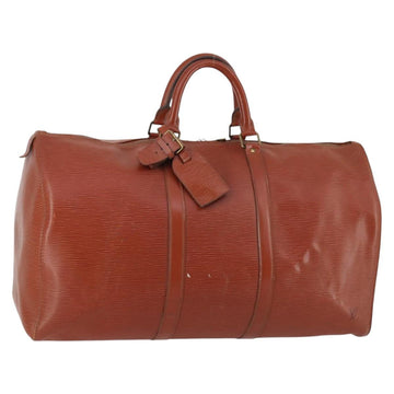 LOUIS VUITTON Epi Keepall 50 Boston Bag Brown M42968 LV Auth bs29308