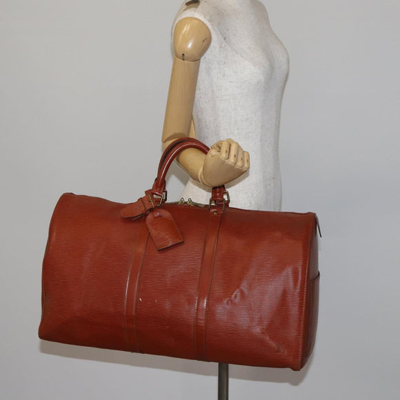 LOUIS VUITTON Epi Keepall 50 Boston Bag Brown M42968 LV Auth bs29308