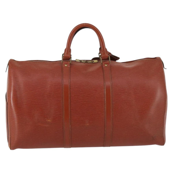 LOUIS VUITTON Epi Keepall 50 Boston Bag Brown M42968 LV Auth bs29308