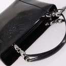 Christian Dior Maris Pearl Hand Bag Patent leather Black Silver Auth bs29312-6