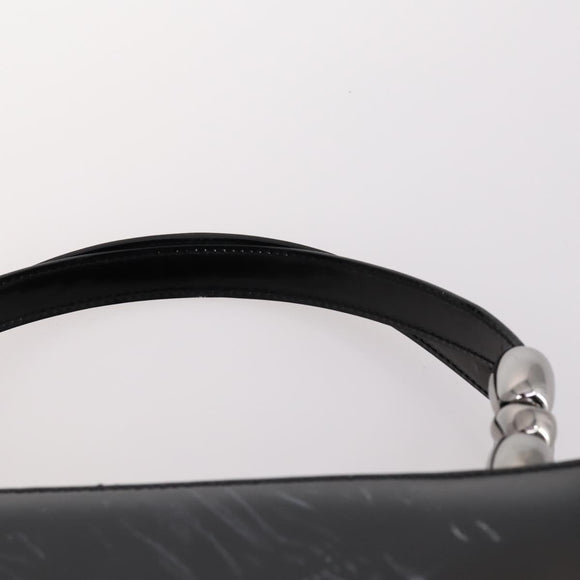 Christian Dior Maris Pearl Hand Bag Patent leather Black Silver Auth bs29312