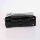 Christian Dior Maris Pearl Hand Bag Patent leather Black Silver Auth bs29312-9