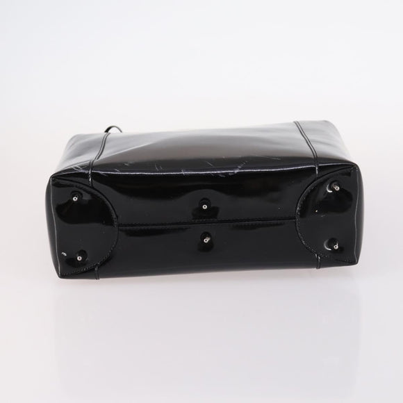 Christian Dior Maris Pearl Hand Bag Patent leather Black Silver Auth bs29312