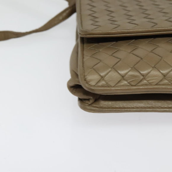 BOTTEGA VENETA INTRECCIATO Schoudertas Leer Beige Goud Auth bs29313