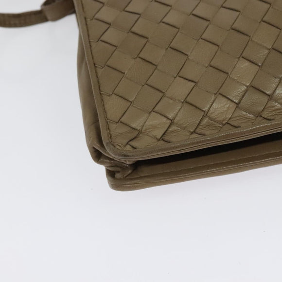 BOTTEGA VENETA INTRECCIATO Schoudertas Leer Beige Goud Auth bs29313