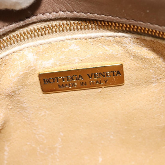 BOTTEGA VENETA INTRECCIATO Shoulder Bag Leather Beige Gold Auth bs29313
