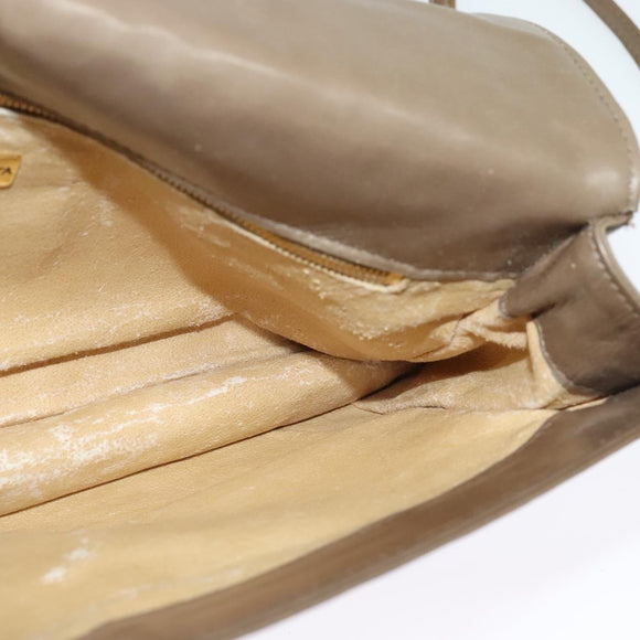 BOTTEGA VENETA INTRECCIATO Shoulder Bag Leather Beige Gold Auth bs29313