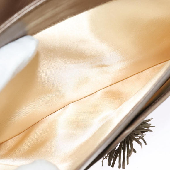 BOTTEGA VENETA INTRECCIATO Shoulder Bag Leather Beige Gold Auth bs29313