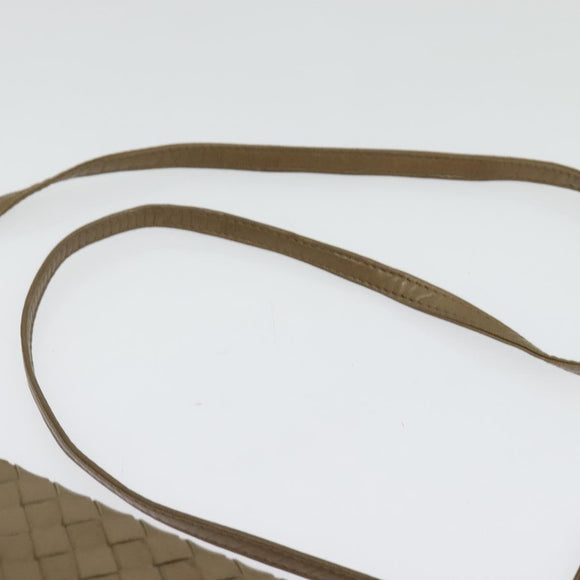 BOTTEGA VENETA INTRECCIATO Shoulder Bag Leather Beige Gold Auth bs29313