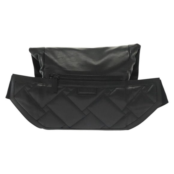 BOTTEGA VENETA Waist Bag Leather Black Auth bs29314