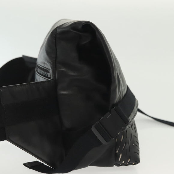 BOTTEGA VENETA Waist Bag Leather Black Auth bs29314