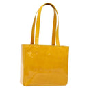 CHANEL Tote Bag Patent leather Yellow CC Auth bs29321-1