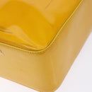 CHANEL Tote Bag Patent leather Yellow CC Auth bs29321-16