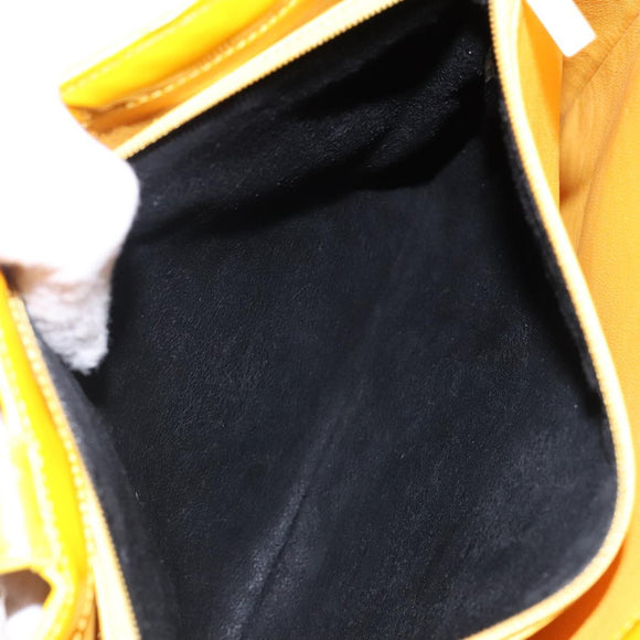 CHANEL Tote Bag Patent leather Yellow CC Auth bs29321