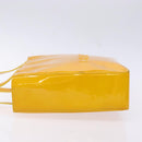 CHANEL Tote Bag Patent leather Yellow CC Auth bs29321-4