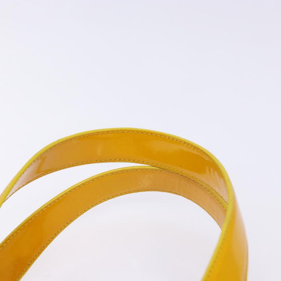 CHANEL Tote Bag Patent leather Yellow CC Auth bs29321