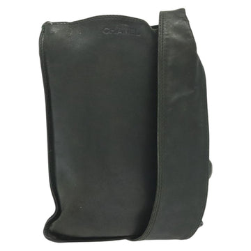 CHANEL Shoulder Bag Leather Dark green CC Auth bs29322