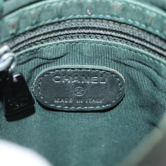 CHANEL Shoulder Bag Leather Dark green CC Auth bs29322