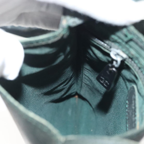 CHANEL Shoulder Bag Leather Dark green CC Auth bs29322