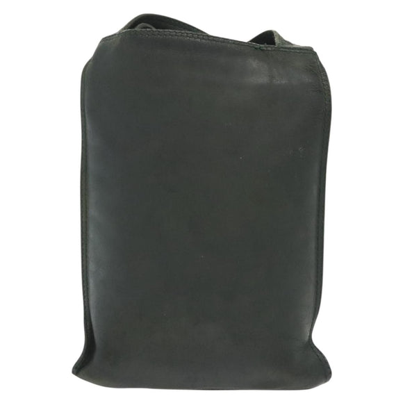 CHANEL Shoulder Bag Leather Dark green CC Auth bs29322