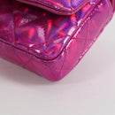 CHANEL Matelasse Pouch Patent leather Pink Silver CC Auth bs29324M-11
