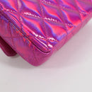 CHANEL Matelasse Pouch Patent leather Pink Silver CC Auth bs29324M-12