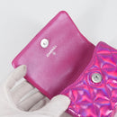 CHANEL Matelasse Pouch Patent leather Pink Silver CC Auth bs29324M-15
