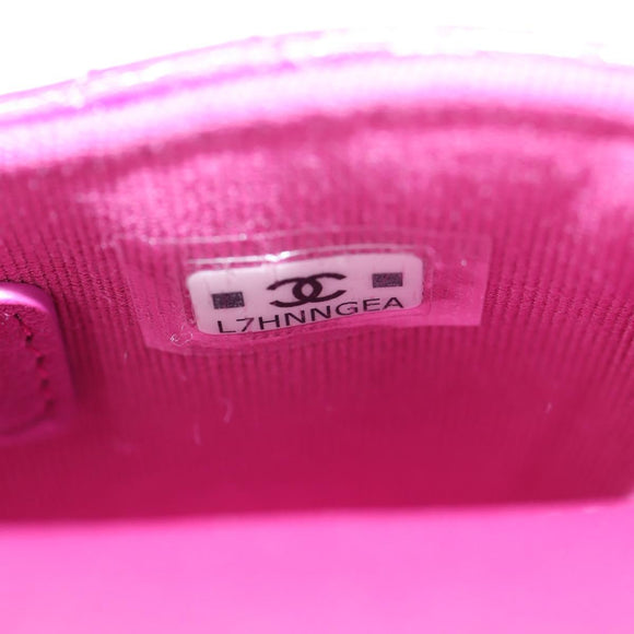 CHANEL Matelasse Pouch Patent leather Pink Silver CC Auth bs29324M