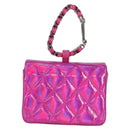 CHANEL Matelasse Pouch Patent leather Pink Silver CC Auth bs29324M-3