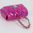 CHANEL Matelasse Pouch Patent leather Pink Silver CC Auth bs29324M-6
