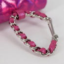 CHANEL Matelasse Pouch Patent leather Pink Silver CC Auth bs29324M-7