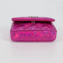 CHANEL Matelasse Pouch Patent leather Pink Silver CC Auth bs29324M-9