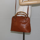 GUCCI Bamboo Hand Bag Leather 2way Brown Gold 000 2296 0290 Auth bs29326-23