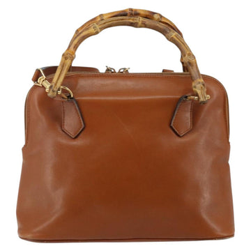 GUCCI Bamboo Hand Bag Leather 2way Brown Gold 000 2296 0290 Auth bs29326 - 0