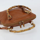 GUCCI Bamboo Hand Bag Leather 2way Brown Gold 000 2296 0290 Auth bs29326-6