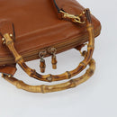 GUCCI Bamboo Hand Bag Leather 2way Brown Gold 000 2296 0290 Auth bs29326-7