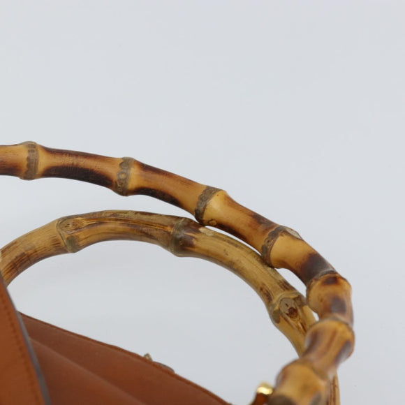 GUCCI Bamboo Hand Bag Leather 2way Brown Gold 000 2296 0290 Auth bs29326