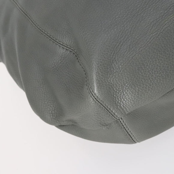 GUCCI Bamboo Shoulder Bag Leather Gray Gold Auth bs29327