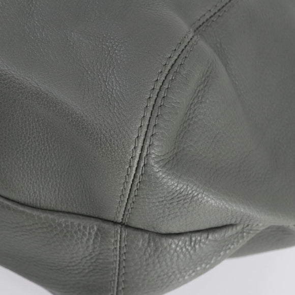 GUCCI Bamboo Shoulder Bag Leather Gray Gold Auth bs29327